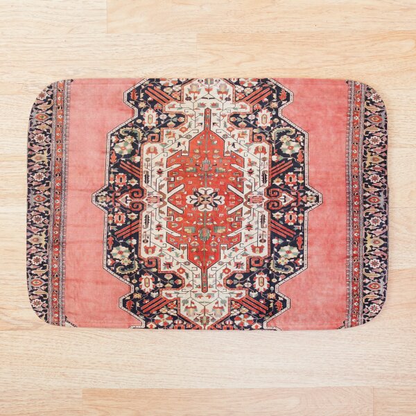 Silk Heriz Antique Persian Rug Print Bath Mat