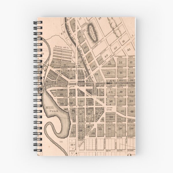 Aperçu de l'œuvre Carte vintage du centre-ville de Syracuse NY (1834) créée et vendue par BravuraMedia.