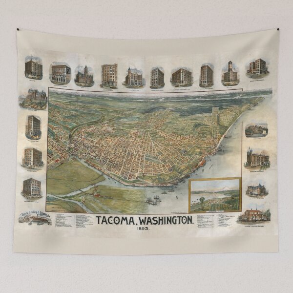 Item preview, Vintage Map of Tacoma WA (1893) designed and sold by BravuraMedia.
