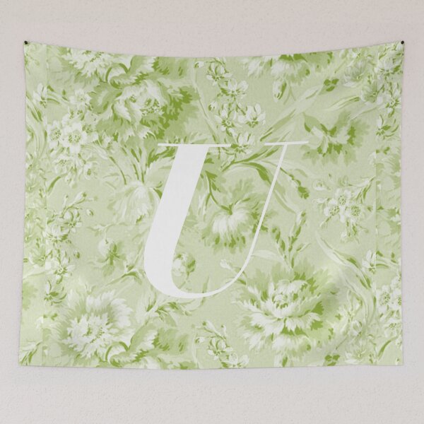 Item preview, U Letter, Vintage Alphabet - Botanical Monogram - Pastel Green designed and sold by mydoodlesateme.