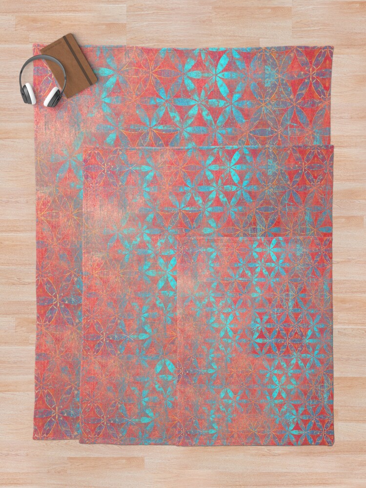 Thumbnail 5 of 6, Throw Blanket, flower of life aqua/o 2020 designed and sold by filippobassano.