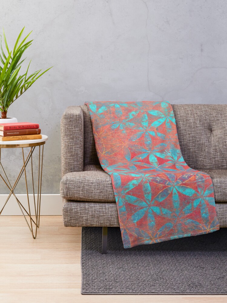 Thumbnail 2 of 6, Throw Blanket, flower of life aqua/o 2020 designed and sold by filippobassano.
