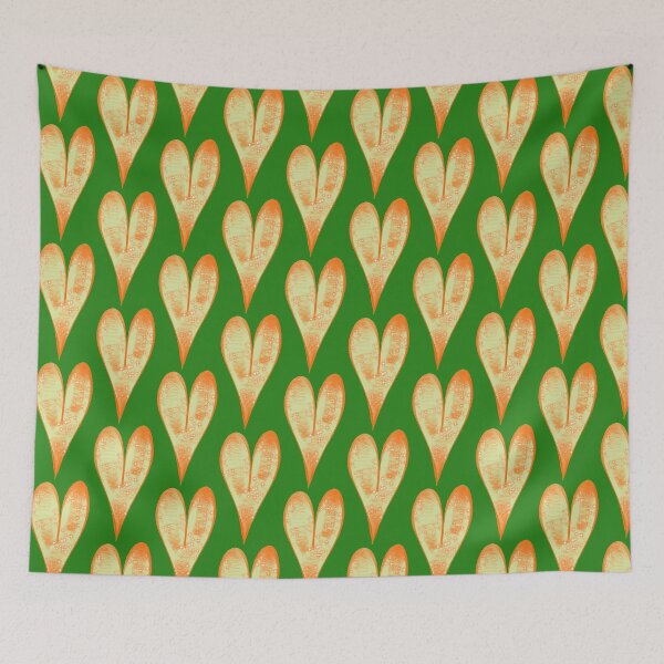 Item preview, orange heart stars green background designed and sold by miaterinka.
