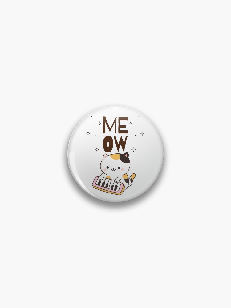 Kawaii Cute Piano Cat &ldquo;Meow&rdquo; - Gift for kawaii and cat lovers&quot; Pin 