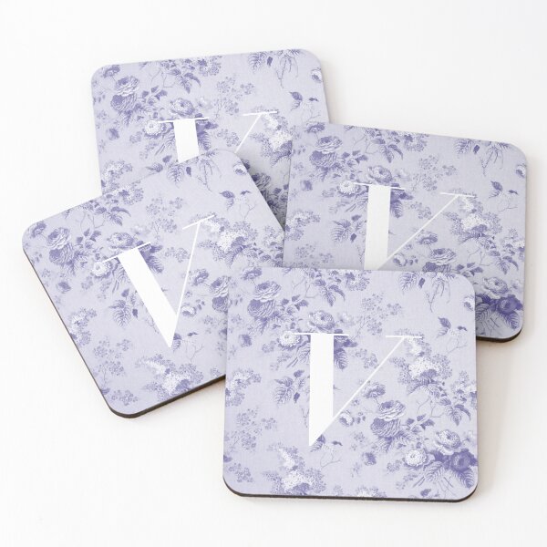 Item preview, V Letter, Vintage Alphabet - Botanical Monogram - Creamy Blue designed and sold by mydoodlesateme.