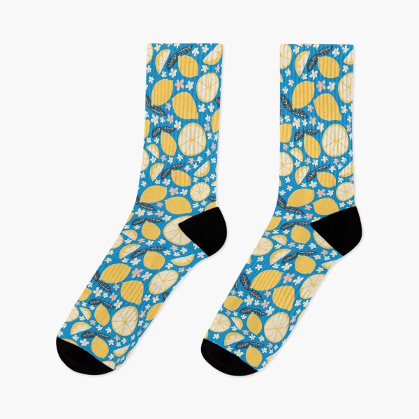 Aperçu de l'œuvre Citrons d'été bleu et jaune - Collection d'oiseaux verger créée et vendue par SarahPrice.
