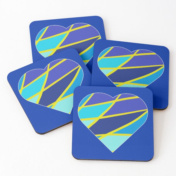 Item preview, blue heart yellow line blue background designed and sold by miaterinka.