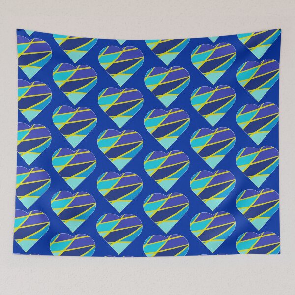Item preview, blue heart yellow line blue background designed and sold by miaterinka.