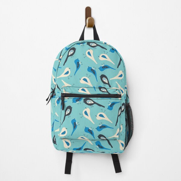 Blue Berry Birds Pattern - Orchard Birds Collection Backpack