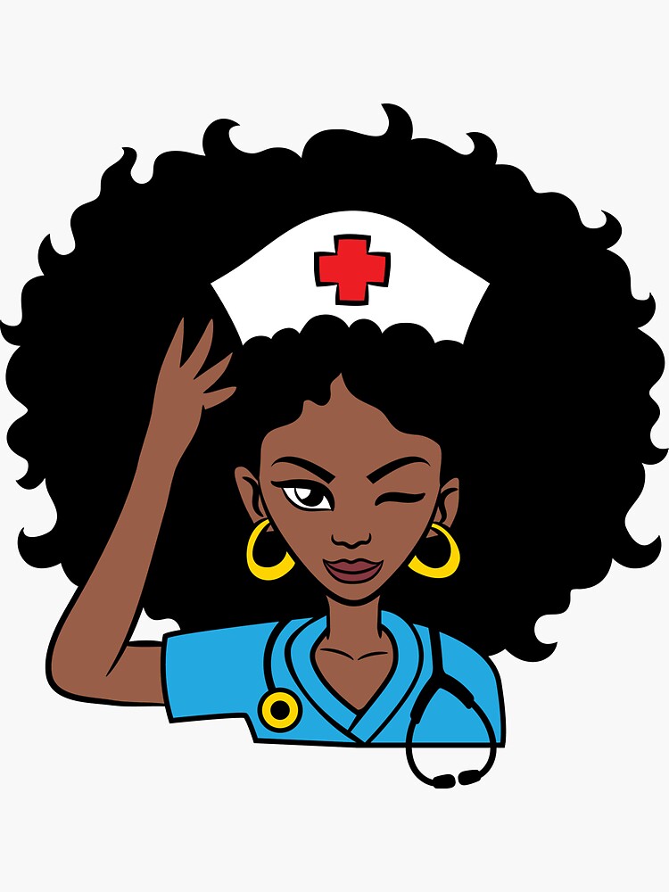 “Black Female Nurse " Sticker by BScotty | Redbubble