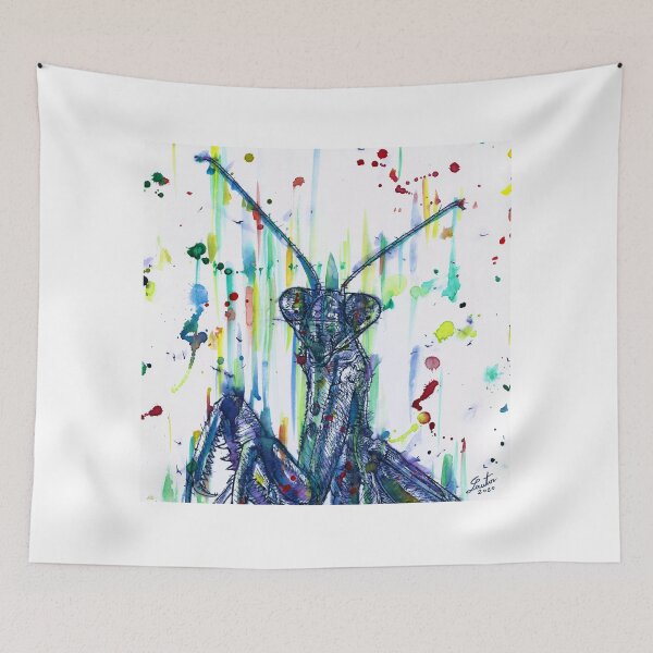 Item preview, PRAYING MANTIS watercolor and ink portrait.2 designed and sold by lautir.