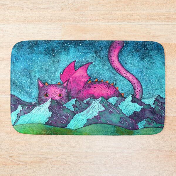 Item preview, Dragon Cat Watercolor Painting in Bright Colors designed and sold by dragonstarart.