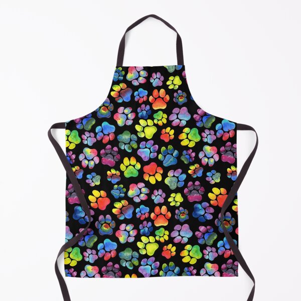 Item preview, Rainbow Paw Prints Watercolor on Black designed and sold by dragonstarart.