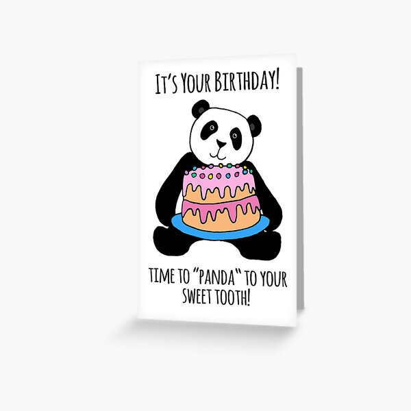 Panda with Cake Birthday Card Greeting Card
