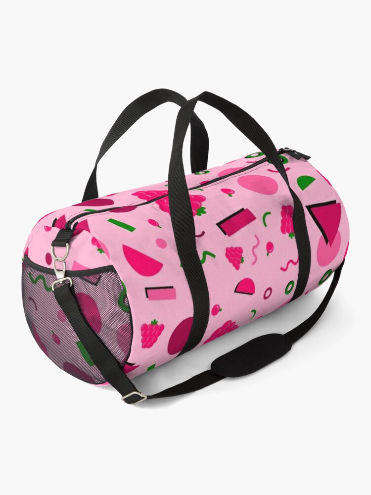 Disover 80s Style Raspberry Fruit Pattern Duffel Bag