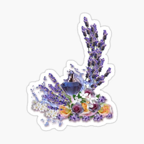 Tuberose & Lavender Blooms on Rose petals Sticker