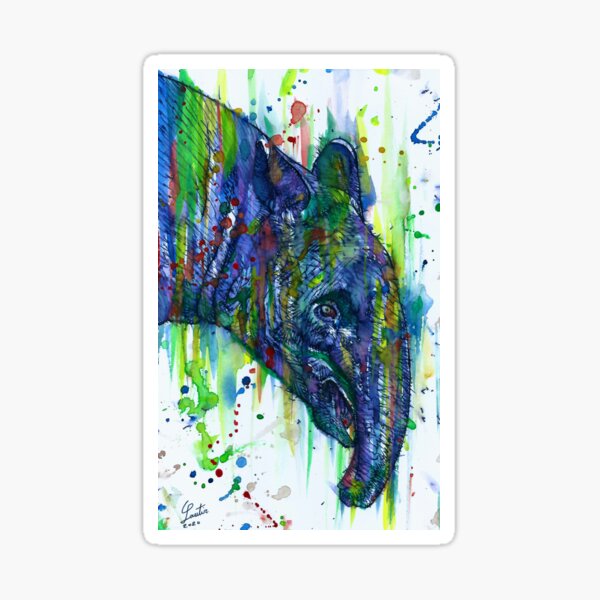 Item preview, Retrato en acuarela y tinta de un TAPIR.1 designed and sold by lautir.