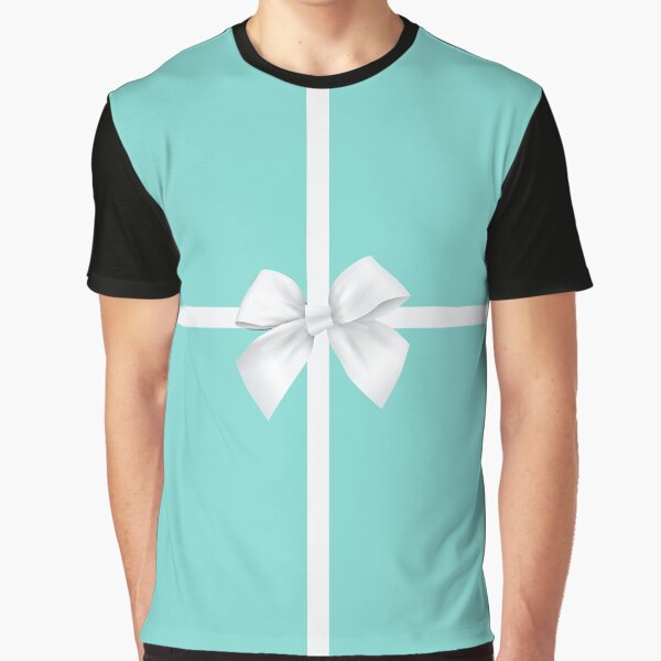 Caja de regalo azul lazo blanco Camiseta gráfica