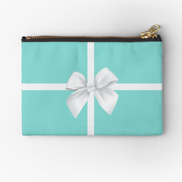 Blue Gift Box White Bow Zipper Pouch