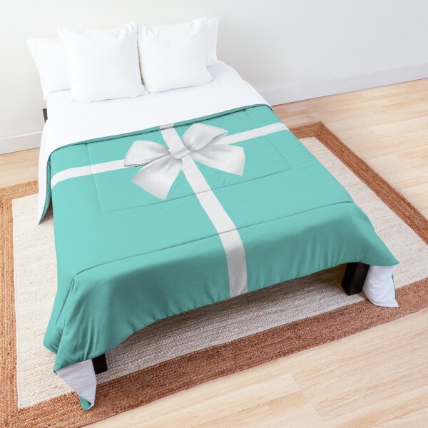 Blue Gift Box White Bow Comforter
