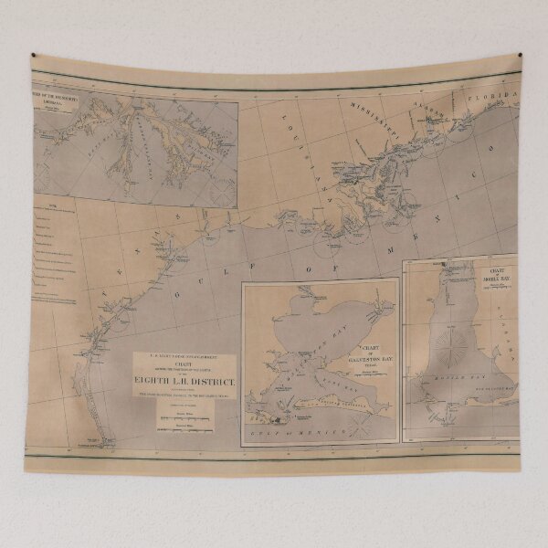 Item preview, Vintage Texas, Louisiana & Mississippi Lighthouse Map  designed and sold by BravuraMedia.