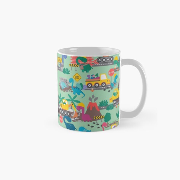 Dino Construction Dinosaurs at Work Pattern Classic Mug
