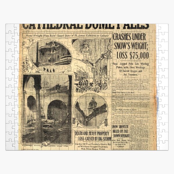 Old #Newspaper: CATHEDRAL DOME FALLS #OldNewspaper #snow #weight Jigsaw Puzzle