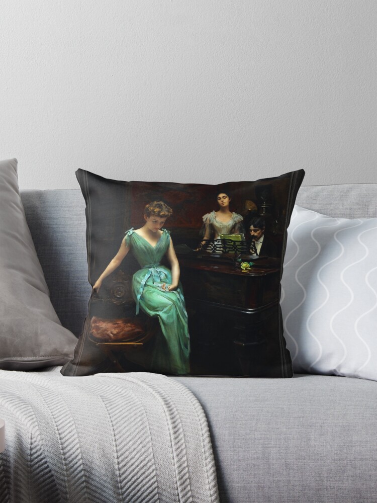 Memories by Irving Ramsay Wiles Classical Art Old Masters Reproduction Throw Pillow