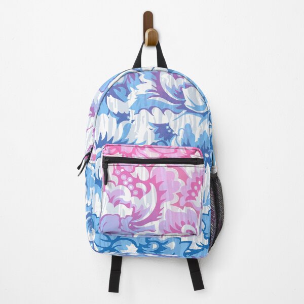 Item preview, Blue and pink baroque roses pattern on a white background designed and sold by LaBeauteEtMoi.