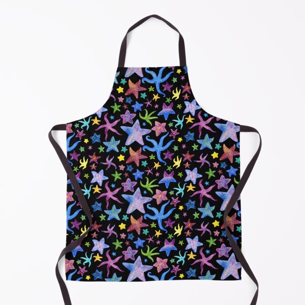 Item preview, Rainbow Watercolor Starfish Pattern on Black designed and sold by dragonstarart.