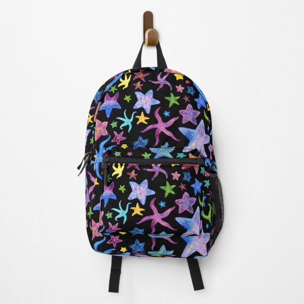 Item preview, Rainbow Watercolor Starfish Pattern on Black designed and sold by dragonstarart.
