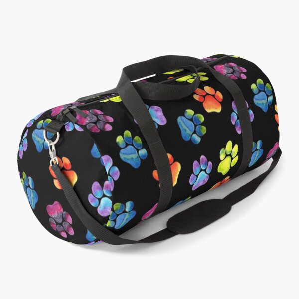 Item preview, Black Rainbow Paw Print Pattern designed and sold by dragonstarart.