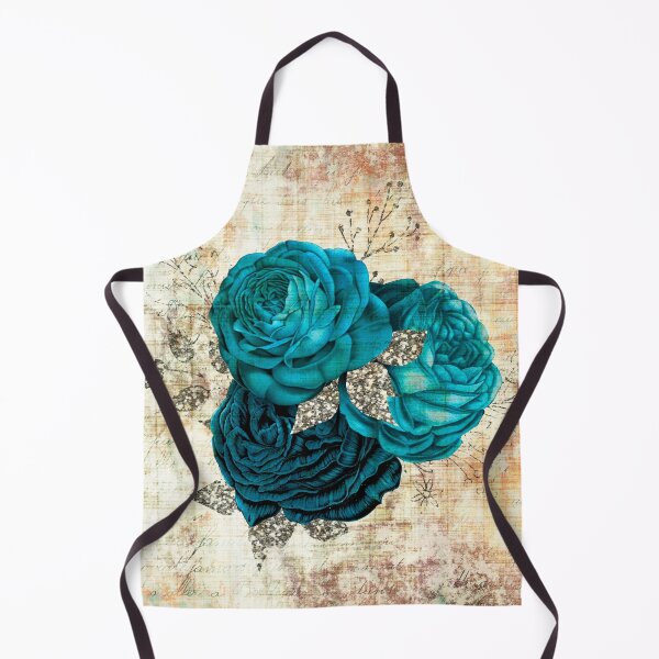 Item preview, Pattern of turquoise blue baroque roses on a light textured background designed and sold by LaBeauteEtMoi.