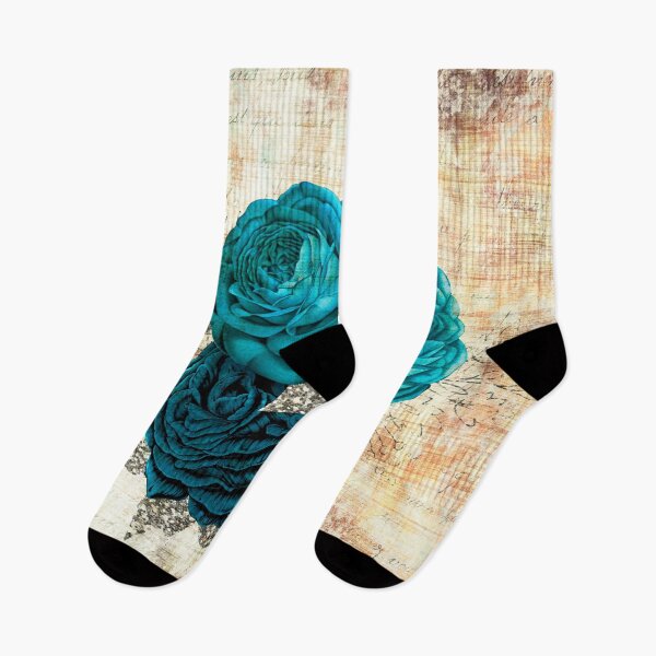 Item preview, Pattern of turquoise blue baroque roses on a light textured background designed and sold by LaBeauteEtMoi.