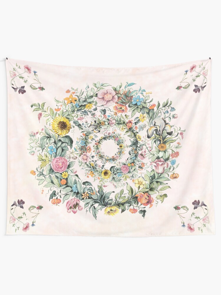 Alternate view of Circle of life-floral painting Tapestry
