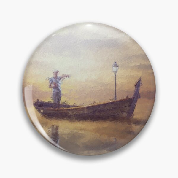Item preview, Oil paint surreal boy on boat - sky designed and sold by RuehlArts.