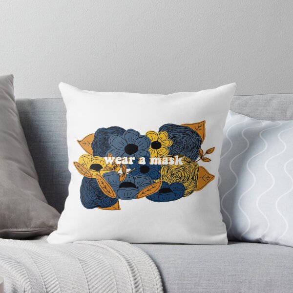 Item preview, wear a mask- blue and yellow flower doodle designed and sold by Nicole  Desmond.