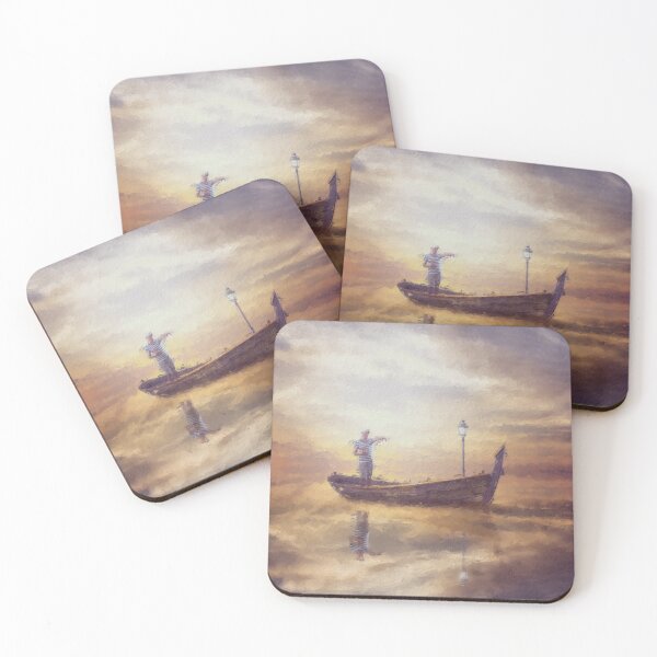 Item preview, Oil paint surreal boy on boat - sky designed and sold by RuehlArts.
