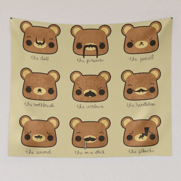 Item preview, Bear with many moustaches designed and sold by hellohappy.