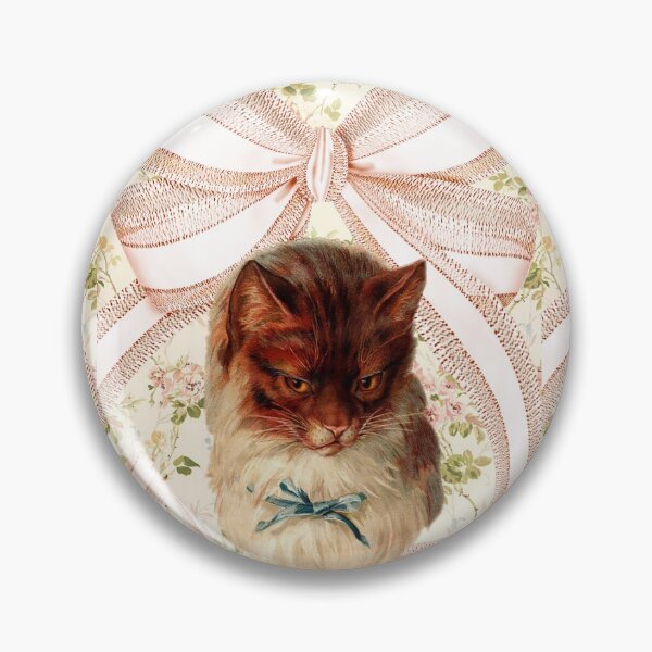 Item preview, Vintage floral cat with giant bow designed and sold by hellohappy.