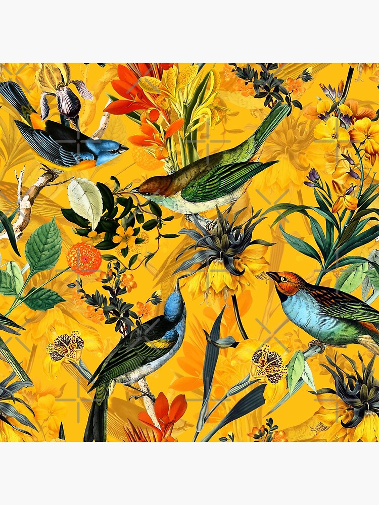 Pierre Joseph Redoute vintage flowers and hummingbirds nostalgic pattern by UtArt