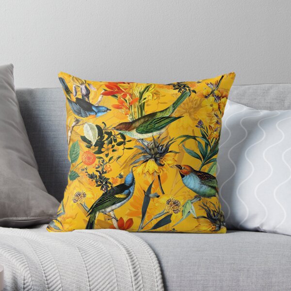 Pierre Joseph Redoute vintage flowers and hummingbirds nostalgic pattern Throw Pillow