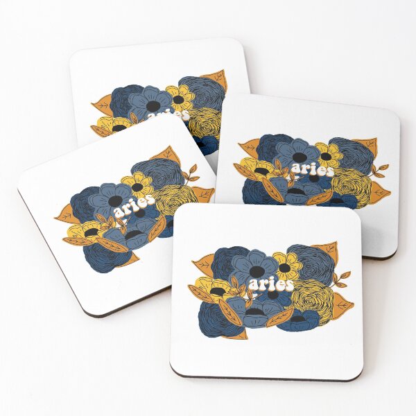 Item preview, aries- blue and yellow flower doodle designed and sold by Nicole  Desmond.