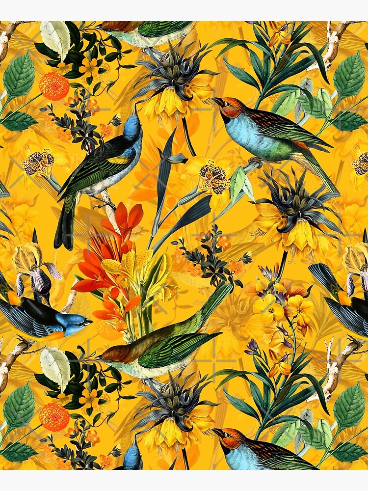 Pierre Joseph Redoute vintage flowers and hummingbirds nostalgic pattern by UtArt