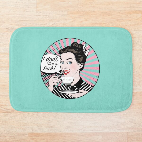 Pop Art retro woman IDGAF feminist Sticker Bath Mat