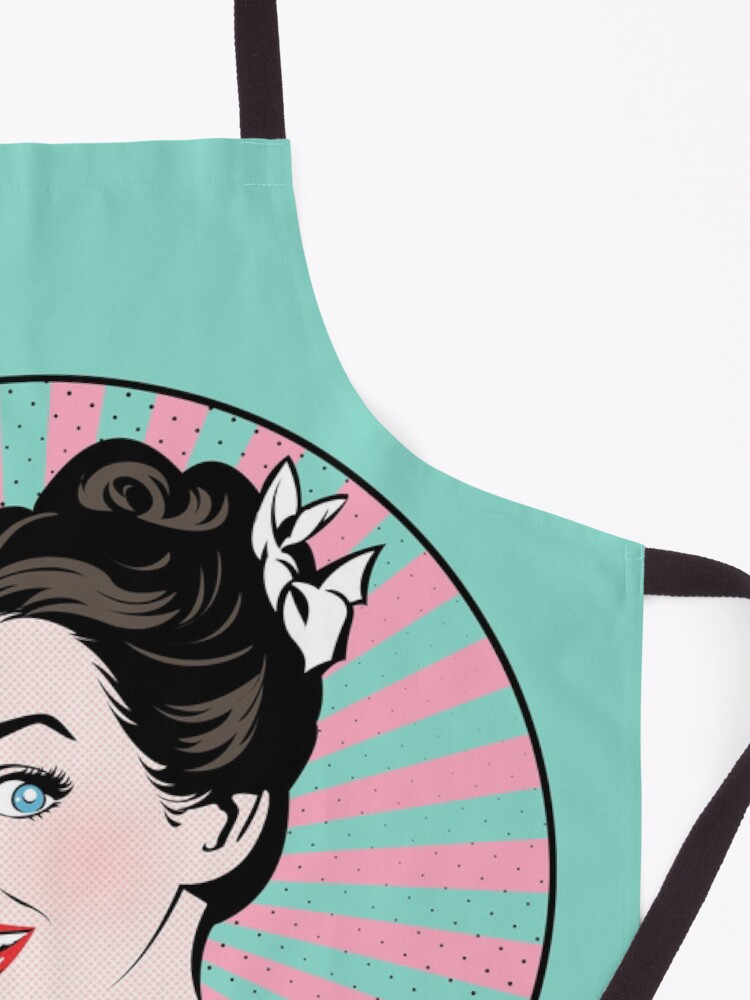 Alternate view of Pop Art retro woman IDGAF feminist Sticker Apron