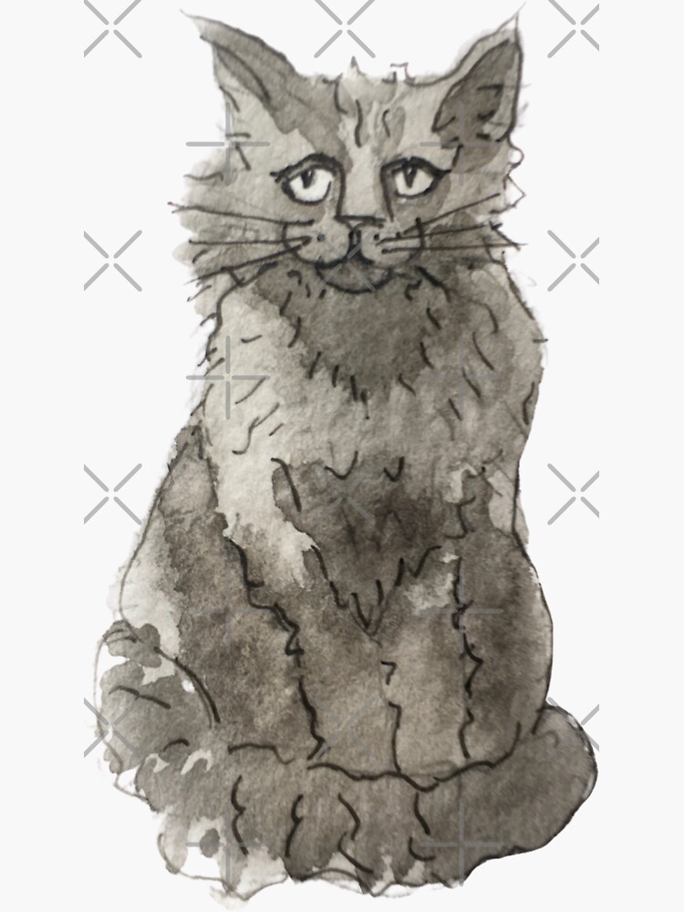 Witchy Black Cat Illustration in Watercolor by WitchofWhimsy