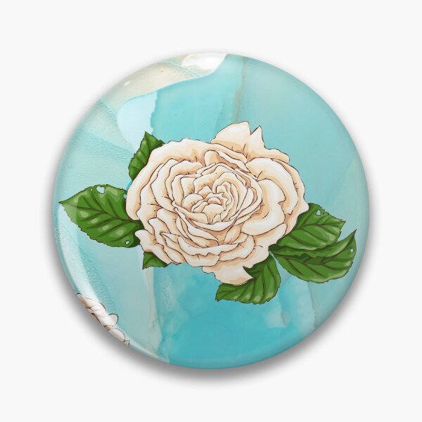Item preview, White roses on sky blue and white watercolor background designed and sold by LaBeauteEtMoi.