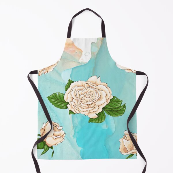 Item preview, White roses on sky blue and white watercolor background designed and sold by LaBeauteEtMoi.