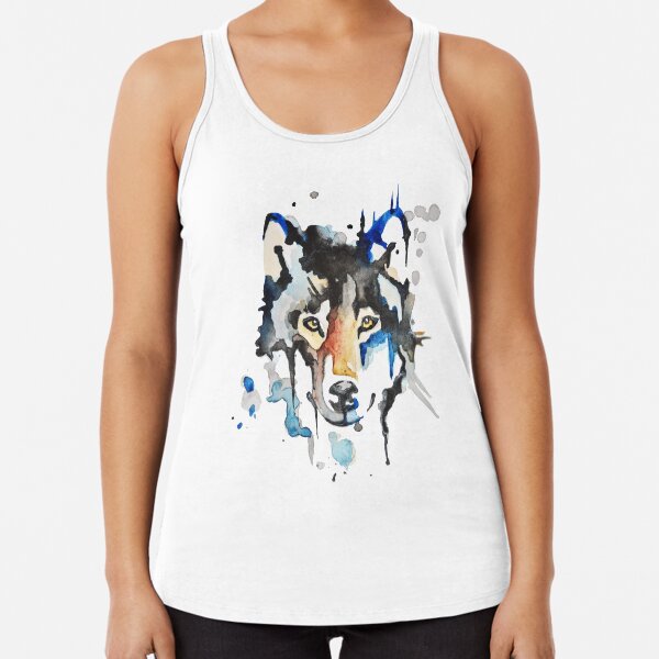 Watercolour Wolf Racerback Tank Top